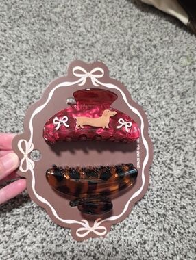 Kids 2-Pack Hair Claw Clips - Pink Dachshund & Tortoiseshell